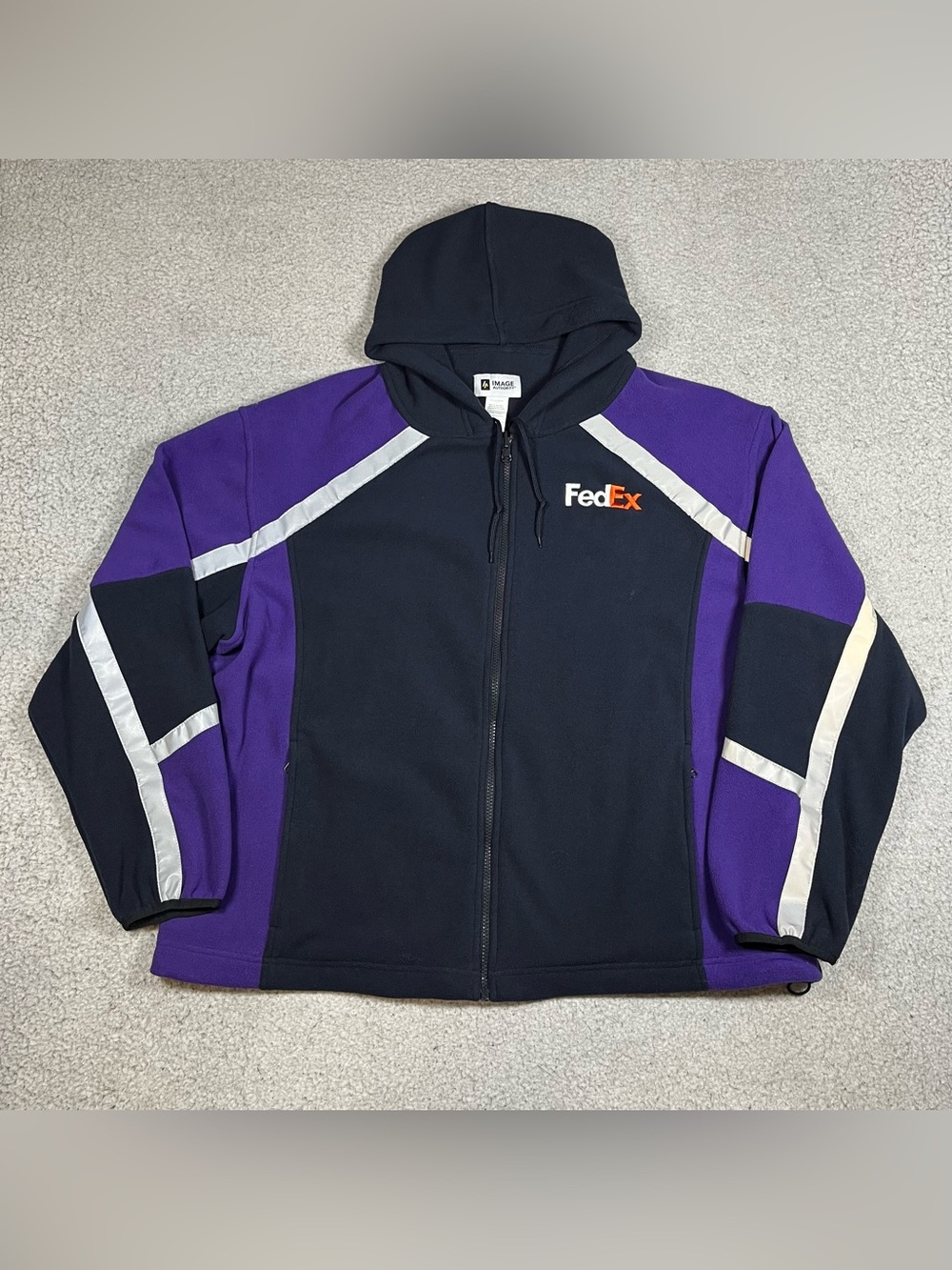 Fed Ex Hoodie Mens XL Fleece Image Authority Outdoor Full Zip Reflective